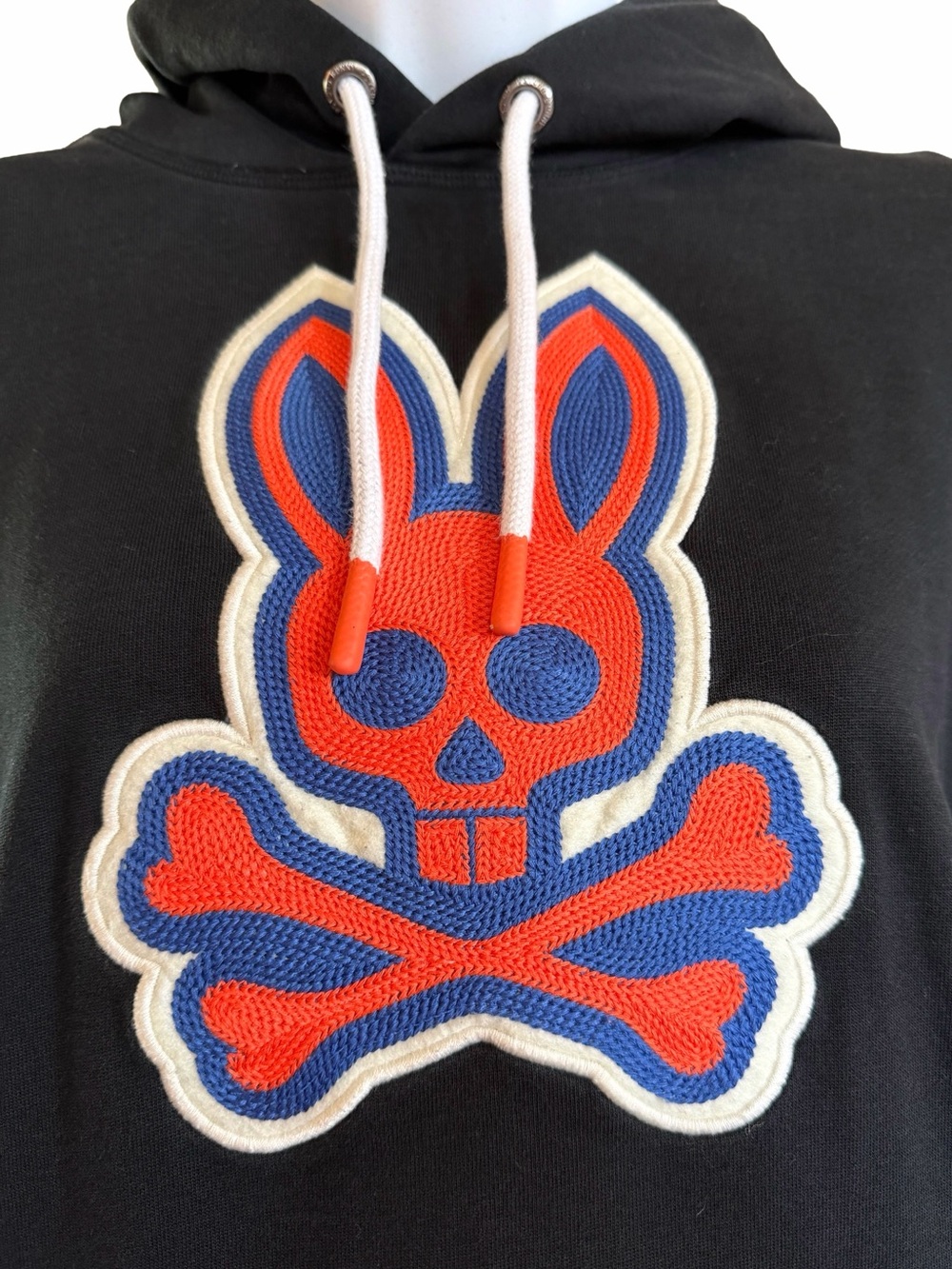Psycho Bunny Black Orange Blue Embroidered Logo Hoodie M - Picture 3 of 7